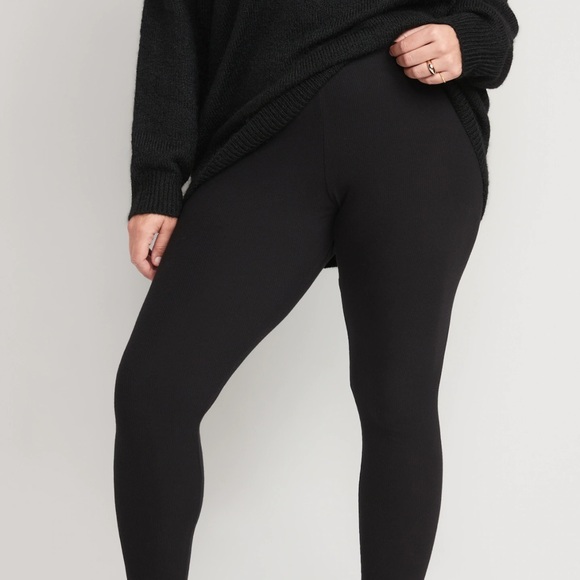 NWT OLD NAVY High-Waisted Rib-Knit Legging.COLOR BLACK JACK SIZE MEDIUM - Picture 6 of 8
